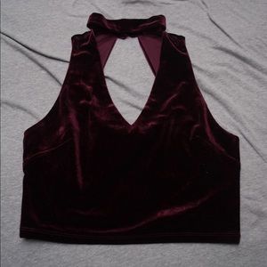 Maroon cut out crop top